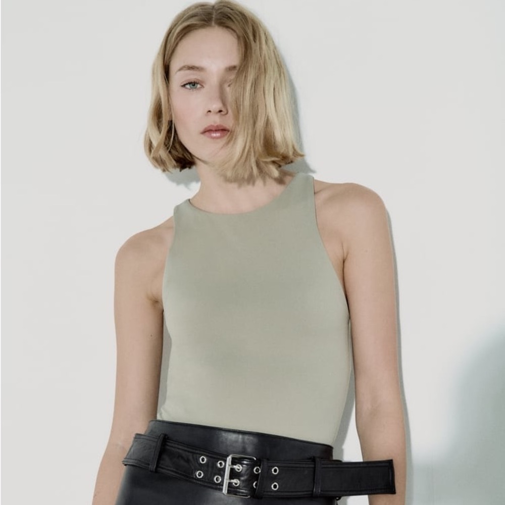 Zara halterneck bodysuit / size M / light khaki